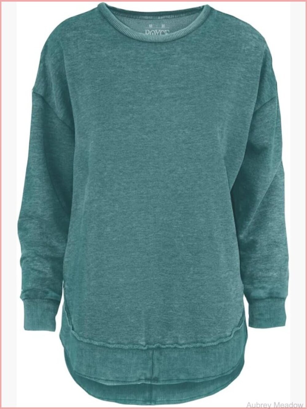 Oversized Long Sleeve Crew Neck Poncho Fleece Sweatshirt with Hi-Lo Hem